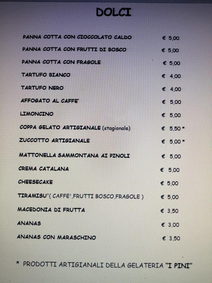 Menu at Pizzeria I Nani, Poppiano