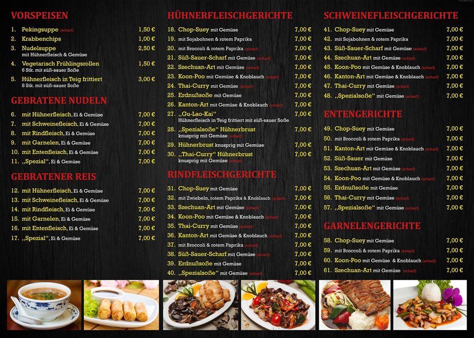 Menu au Asia Express fast food, Würselen