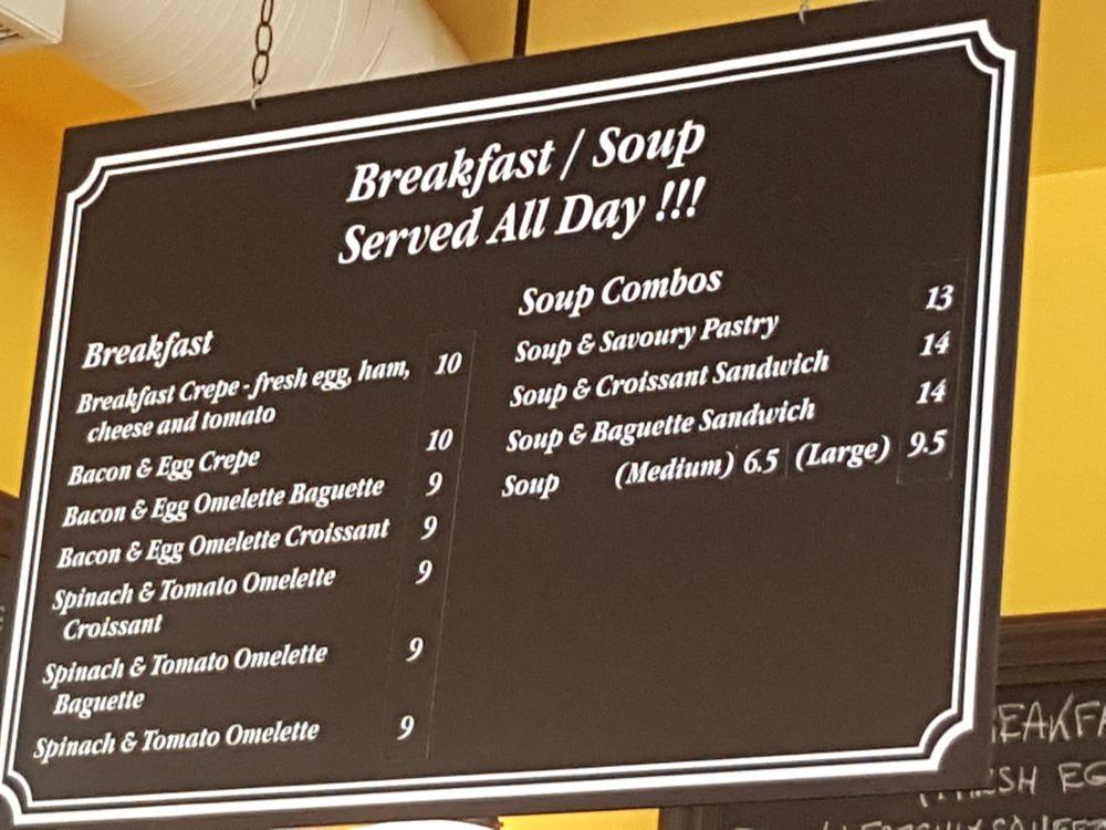 Menu at La Boulangerie Bakery Cafe, Calgary, 4 St SW
