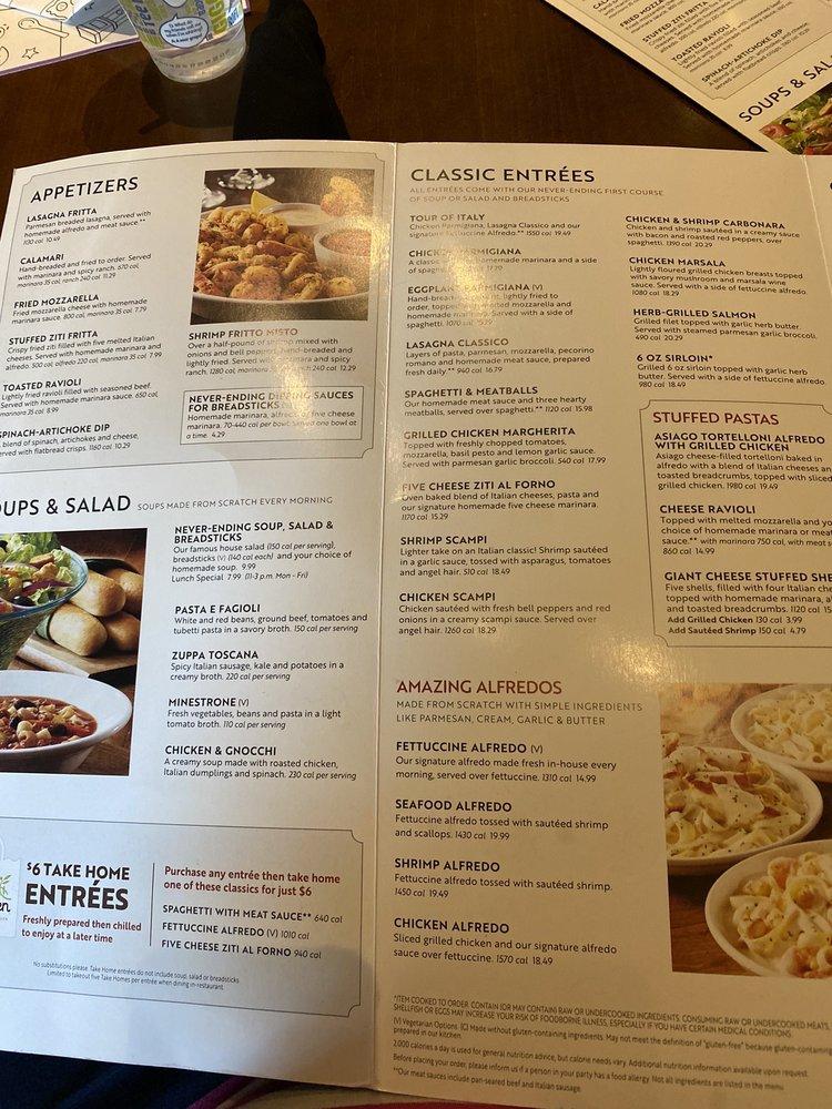 Menu at Olive Garden Italian Restaurant, North Richland Hills