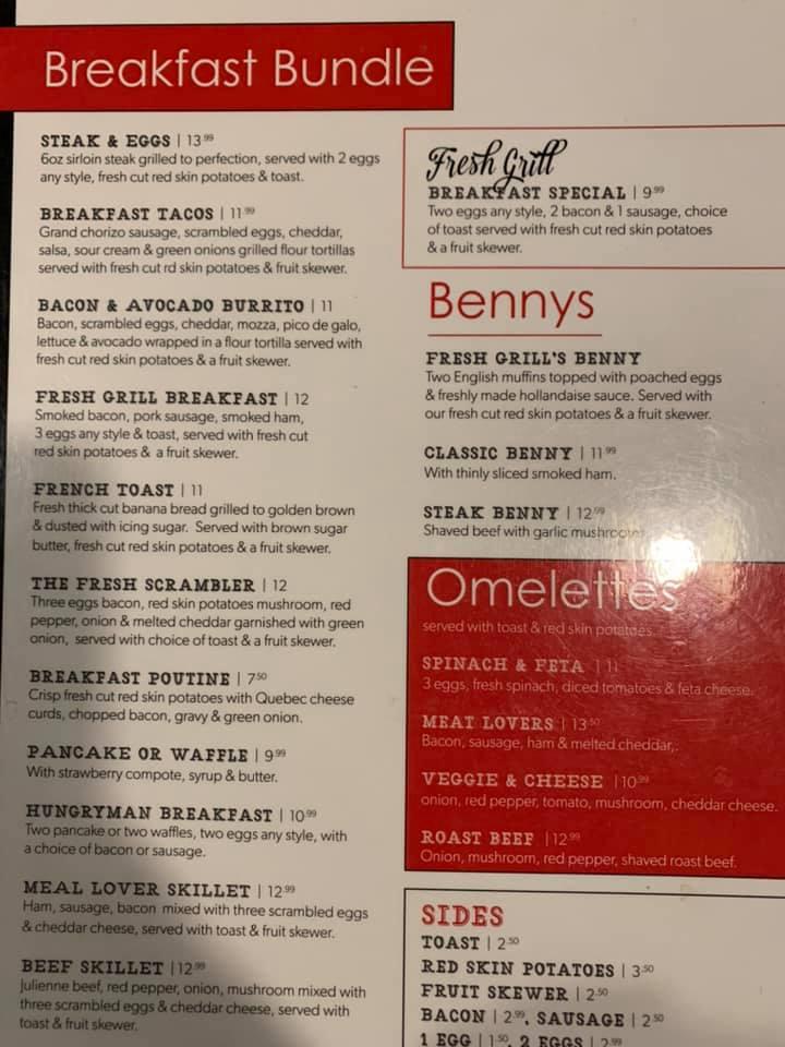Menu at Fresh Grill Kitchen & Bar, Wetaskiwin