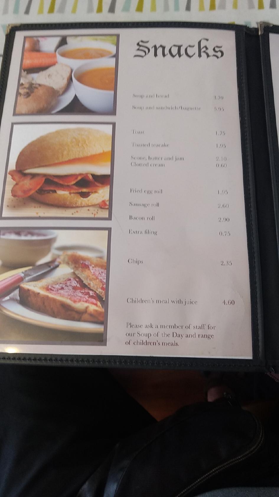 Menu at Chimes cafe, Forres