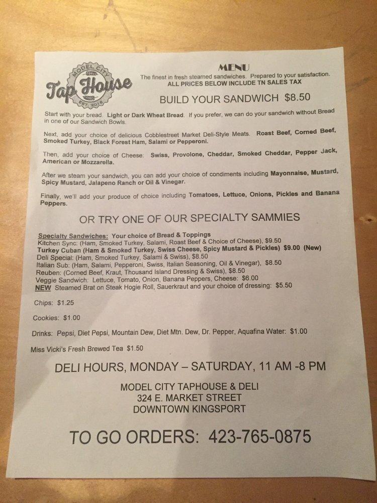 Menu at Model City Tap House pub & bar, Kingsport