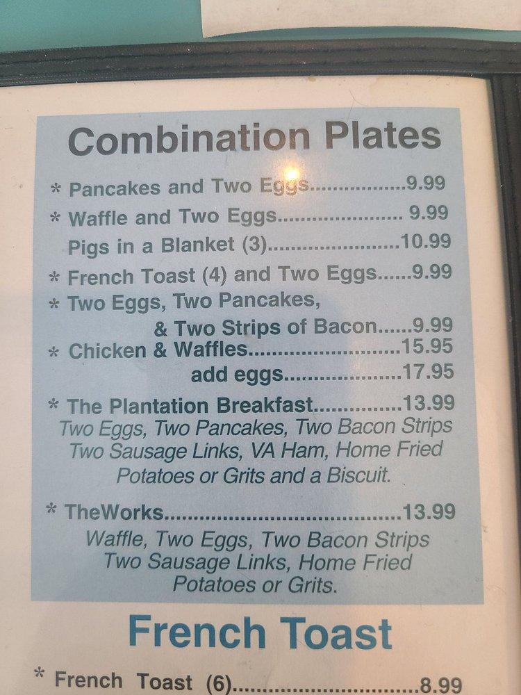 Menu at Southern Pancake & Waffle House restaurant, Williamsburg