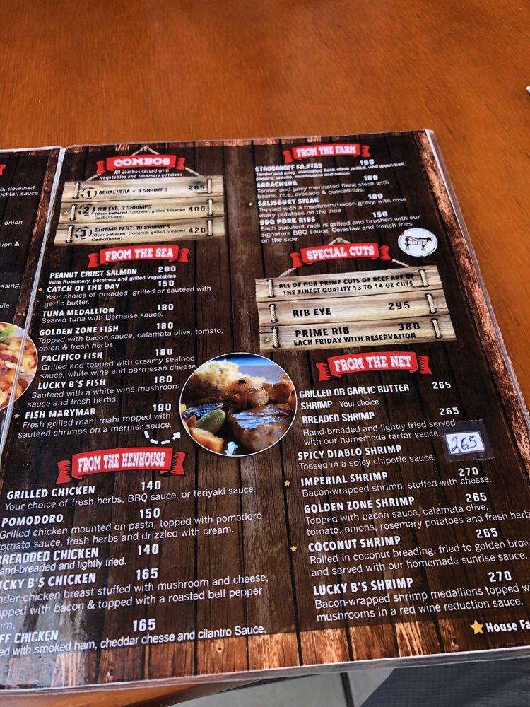 Carta del restaurante Lucky B's Cantina Grill, Mazatlán