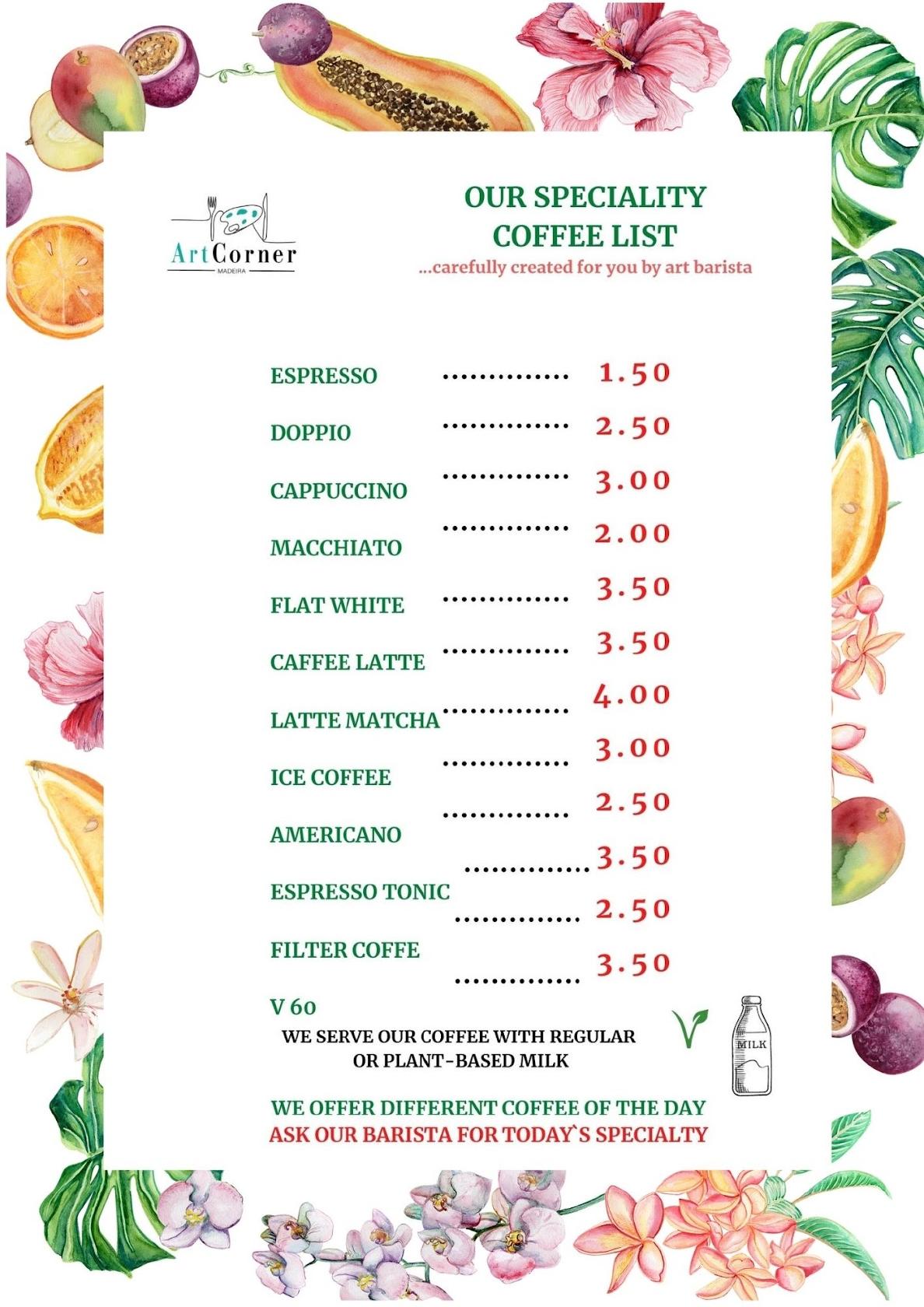 Menu em Art Food Corner Madeira pub & Bar, Funchal