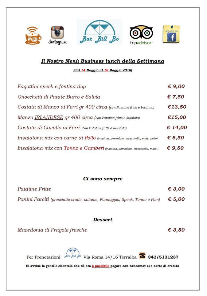 Menu di Bar Bill Bo Terralba 