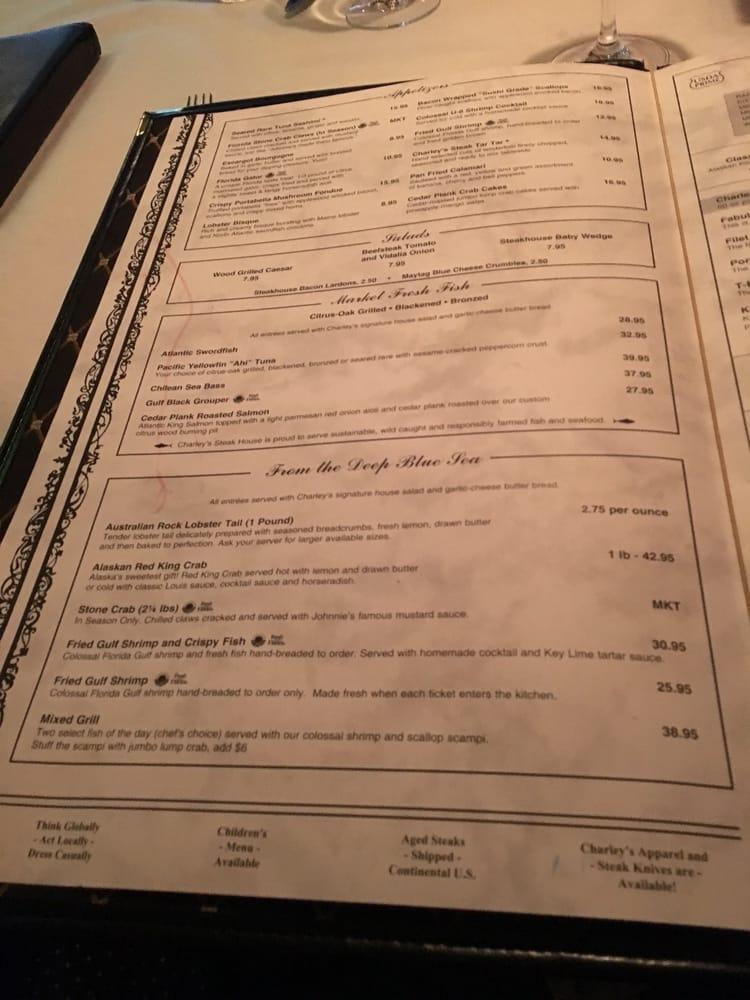 Menu at Charley's Steak House steakhouse, Kissimmee, Parkway Blvd