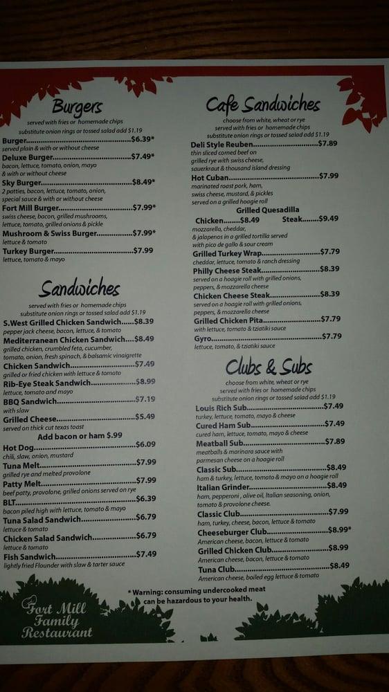 Menu at Fort Mill Family Restaurant, Fort Mill