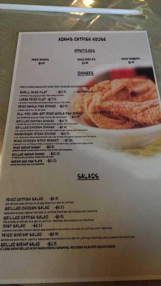 Menu at Adams Catfish House restaurant, Belle Chasse