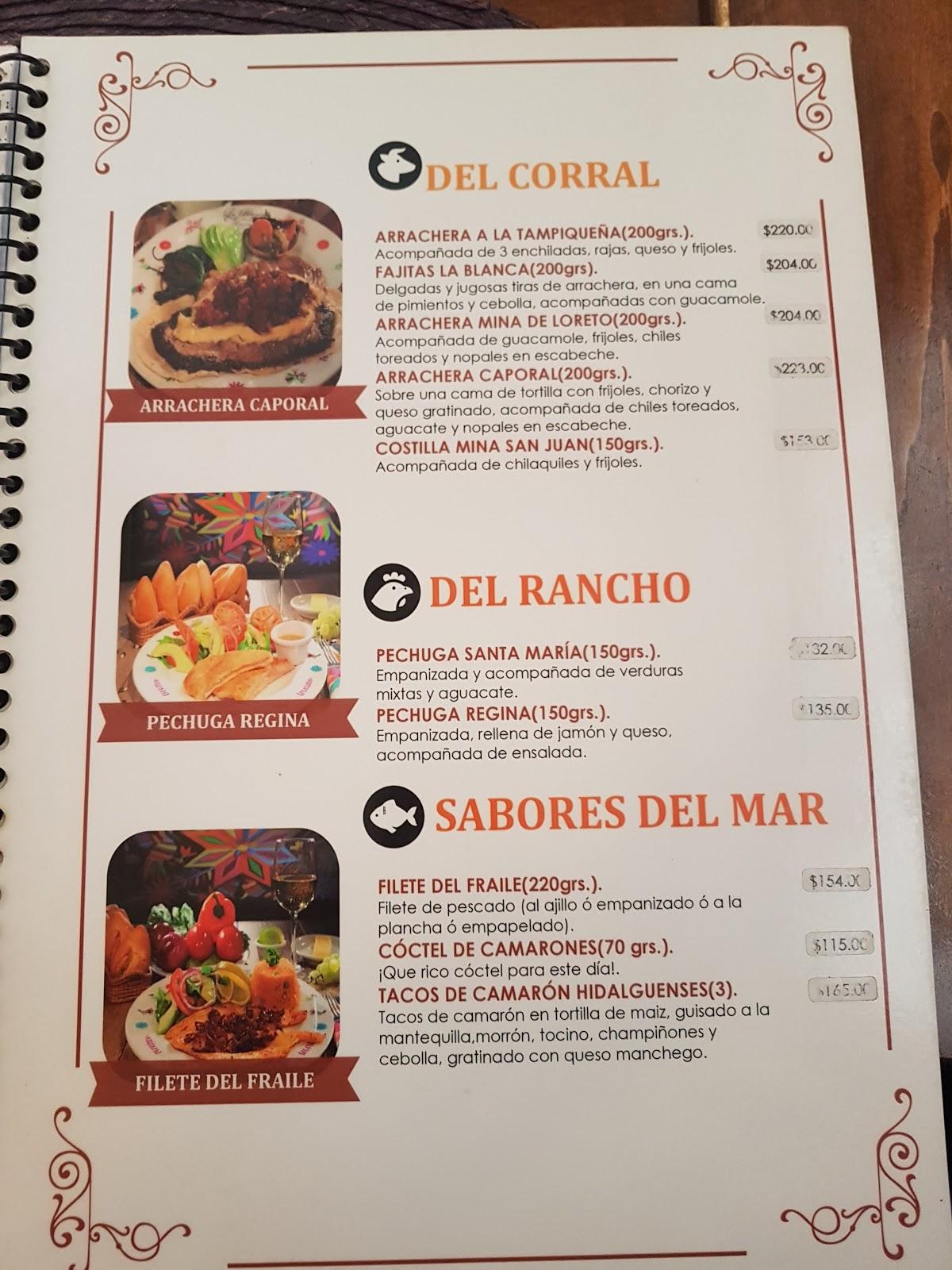 Carta de Restaurante La Blanca, Pachuca de Soto