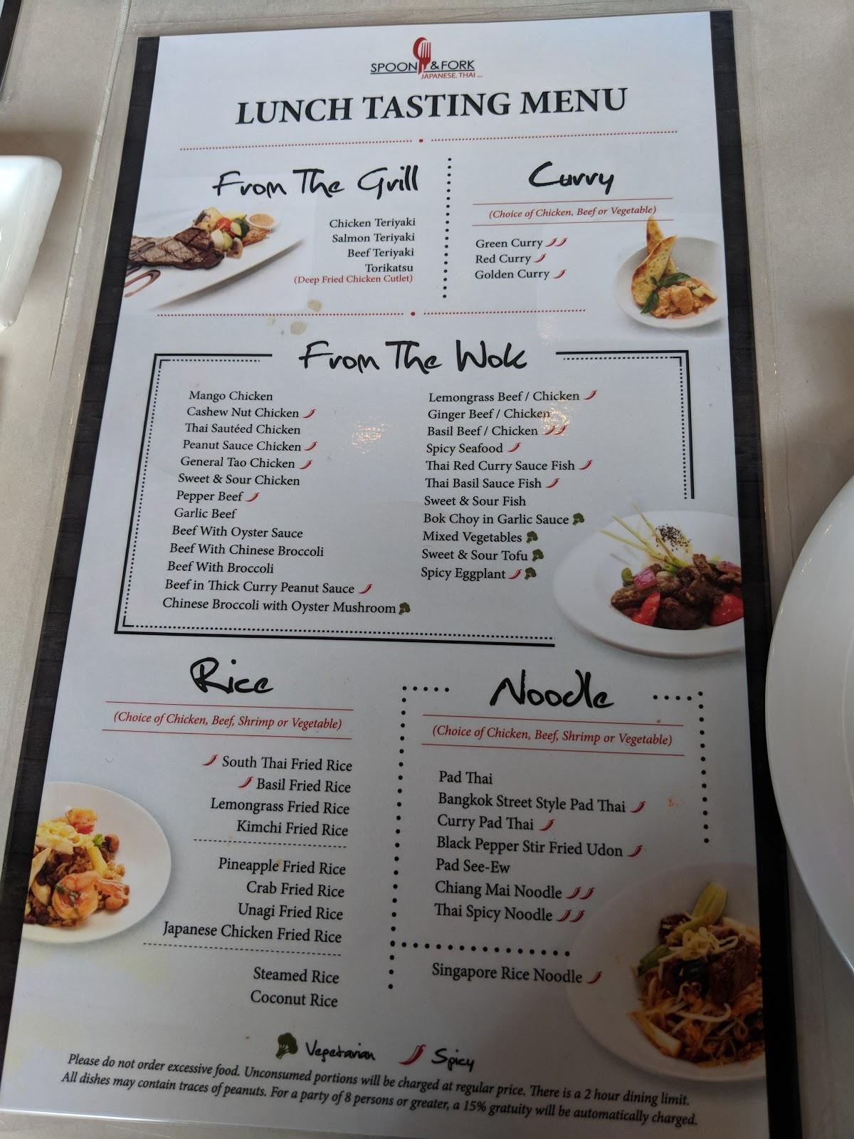 Menu at Spoon & Fork restaurant, Oakville, Trafalgar Rd