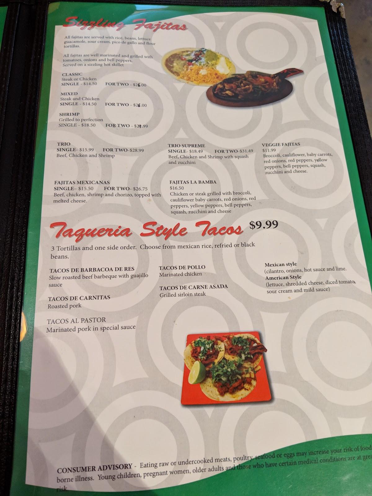 Menu at La Banda Mexican Grill restaurant, Waterville