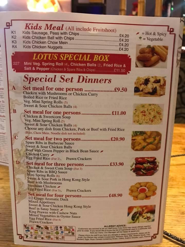 Menu at Lotus Leaf Chinese Restaurant, Birtley