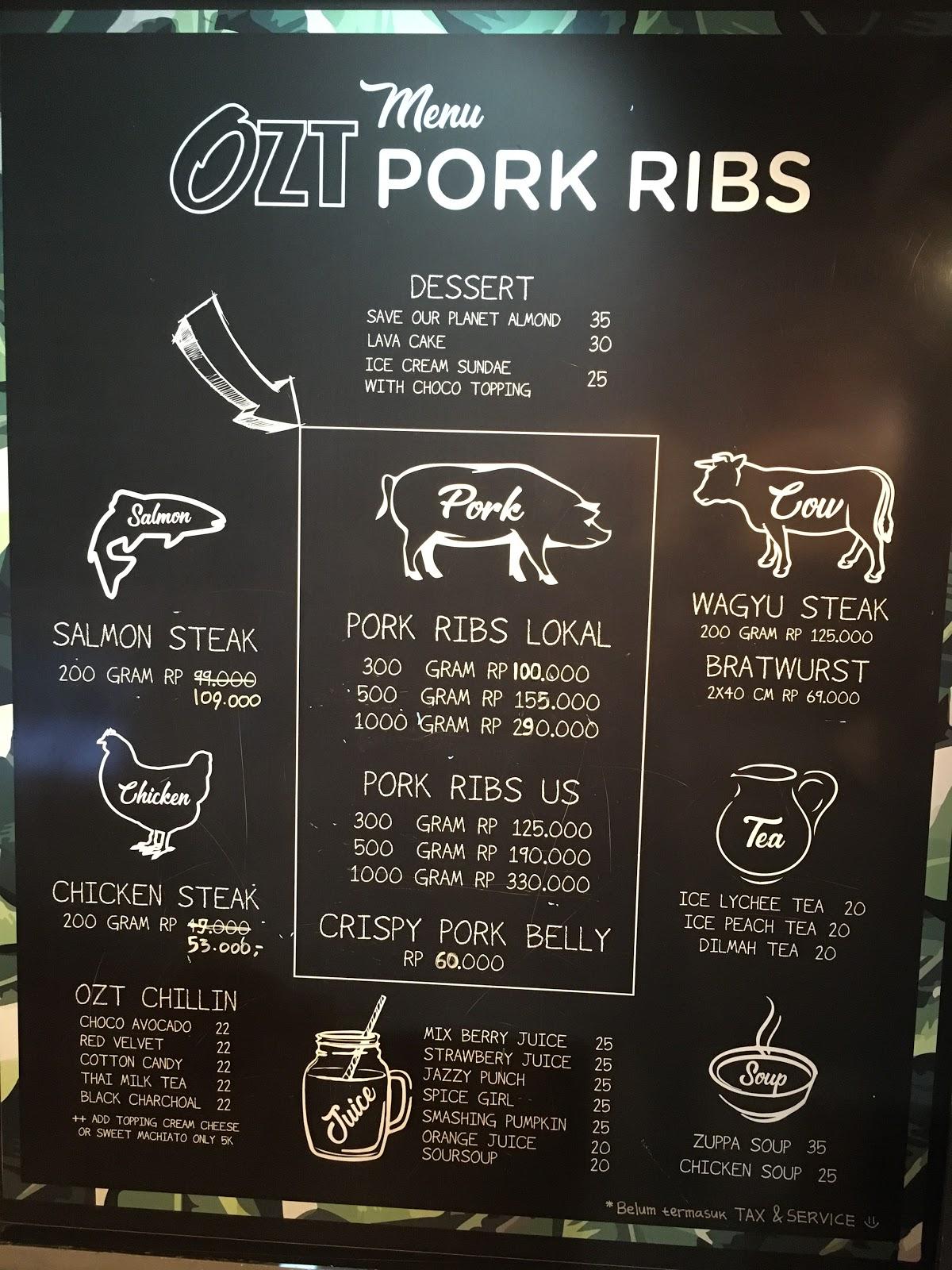 Menu At OZT Pork Ribs Bandung Restaurant, Bandung, Paskal Hyper Square