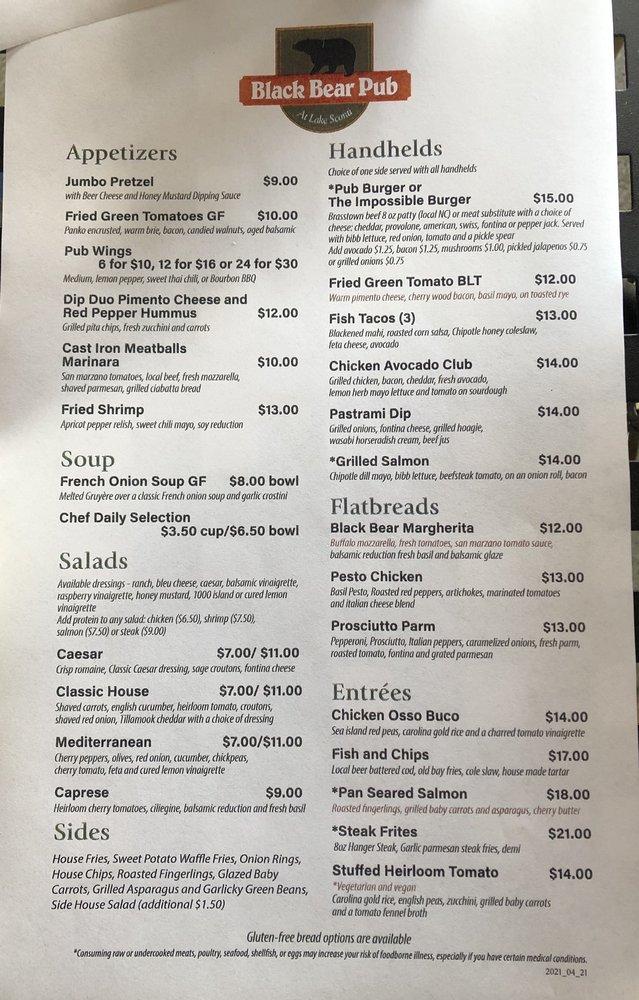Menu at The Clubhouse on Lake Sconti (Private), Big Canoe, 186 Clubhouse Dr