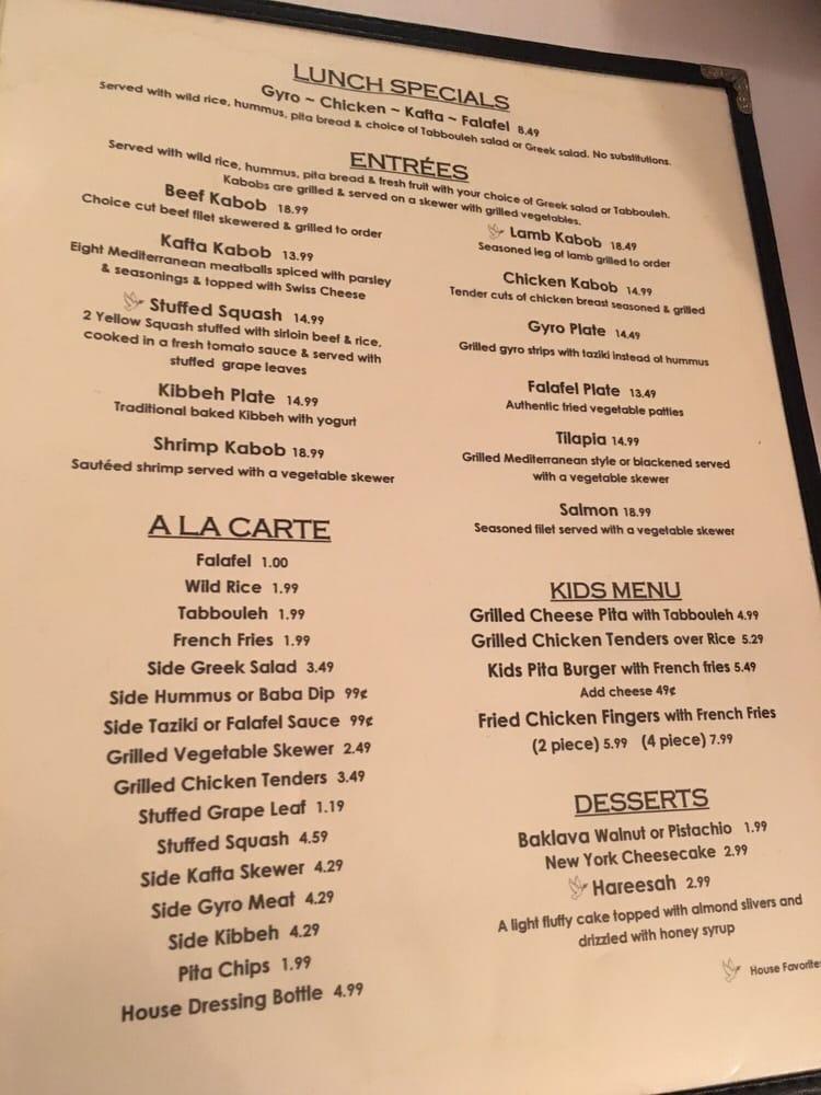 Menu at The Olive Branch Mediterranean Cuisine restaurant, Birmingham