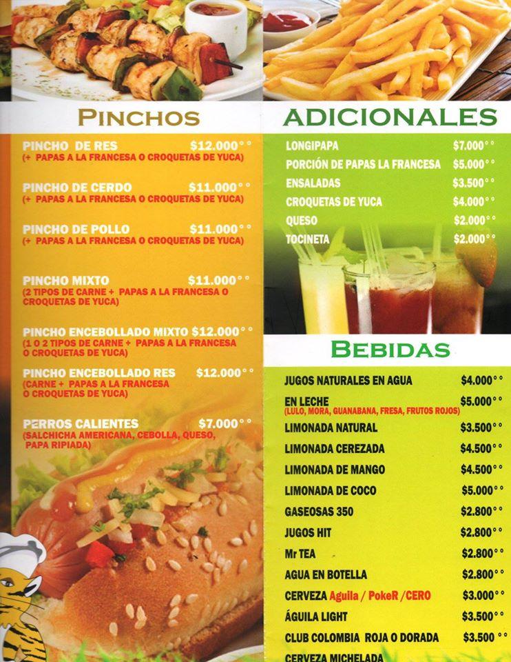 Menu at El Tigre Parrilla, Ibagué, Cl. 41 #4b8