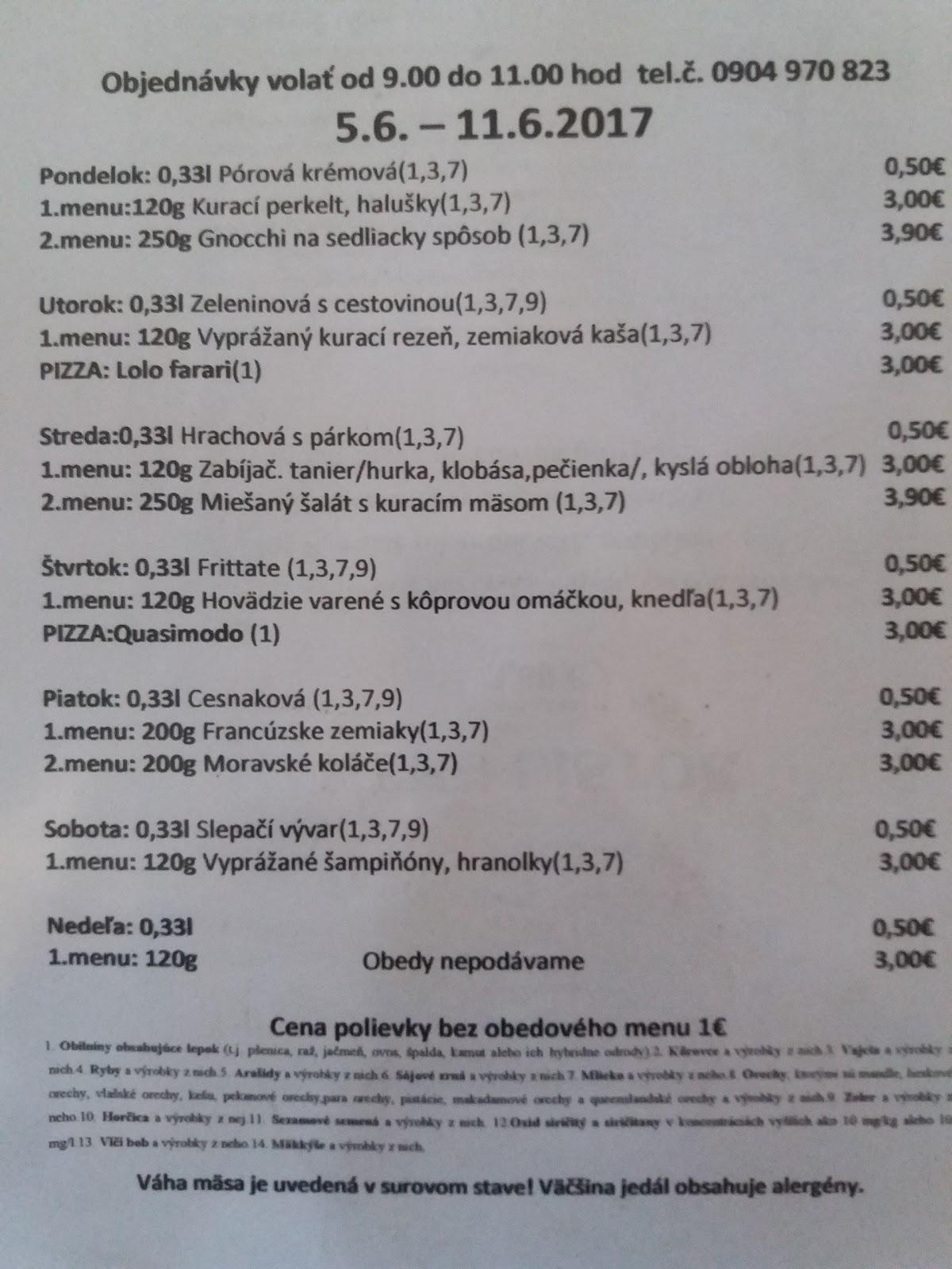 Menu at TOP RESTAURANT 18, Šurany