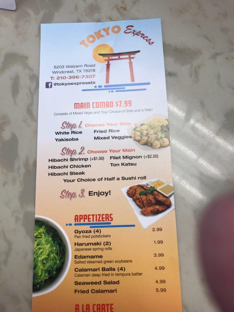 Menu At Tokyo Express Restaurant Windcrest