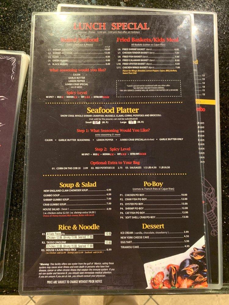 Menu at Jumbo Crab To Go pub & bar, Bolingbrook