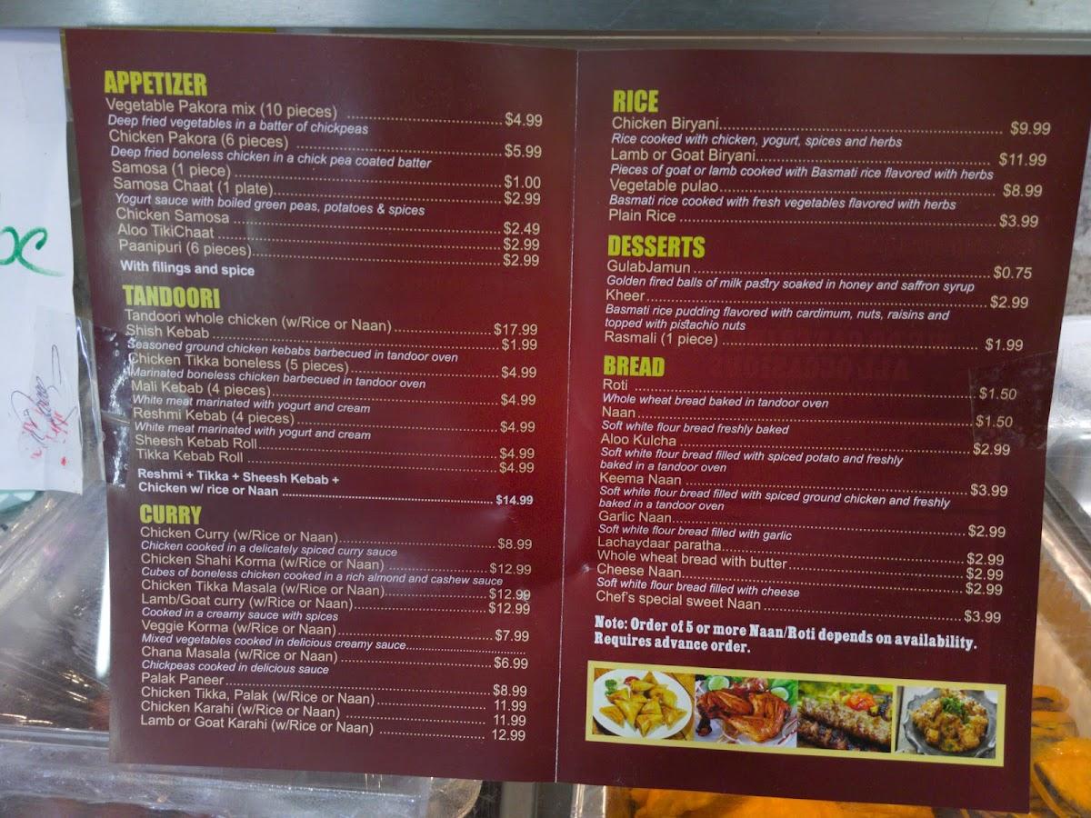 Menu at Karam Restaurant, Schenectady