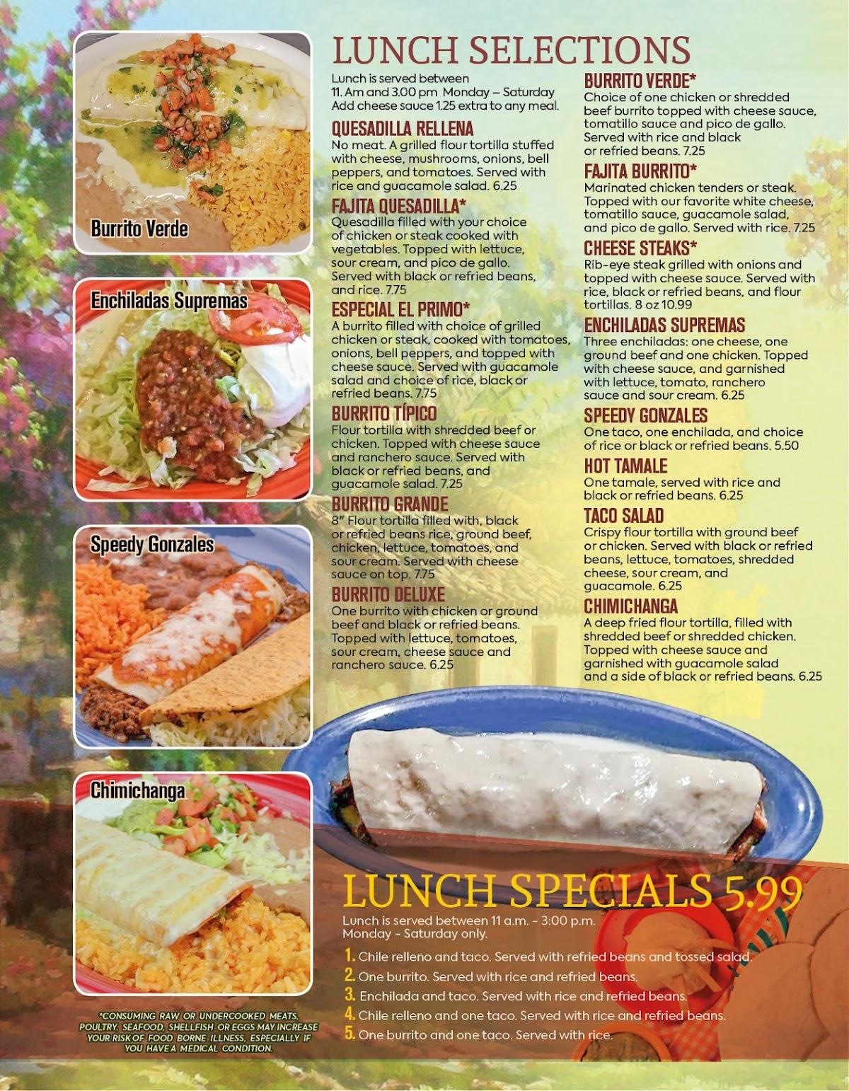 Menu at LA HACIENDA MEXICAN GRILL restaurant, Oneonta