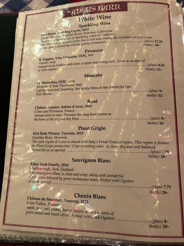 Menu at Angus Barn, Raleigh, Glenwood Ave