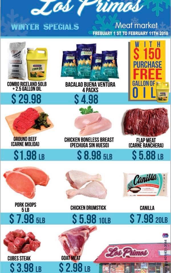 Carta de Los Primos Meat Market, Providence