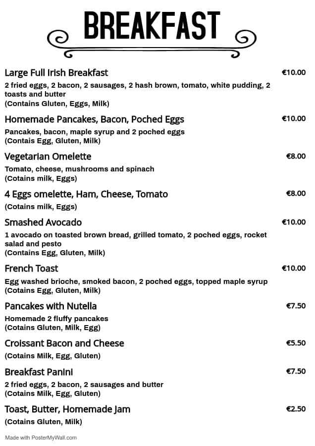 Menu at Gourmet Shankill CafeRestaurant, Dublin, The Barbeque Centre