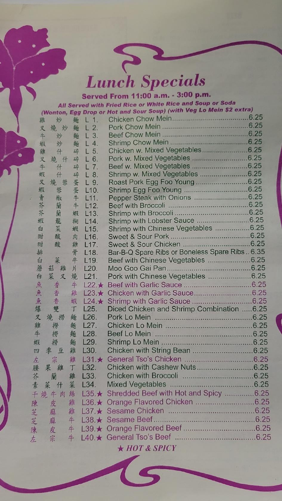 Menu at Chinatown Kitchen restaurant, Winchester, 728 Berryville Ave