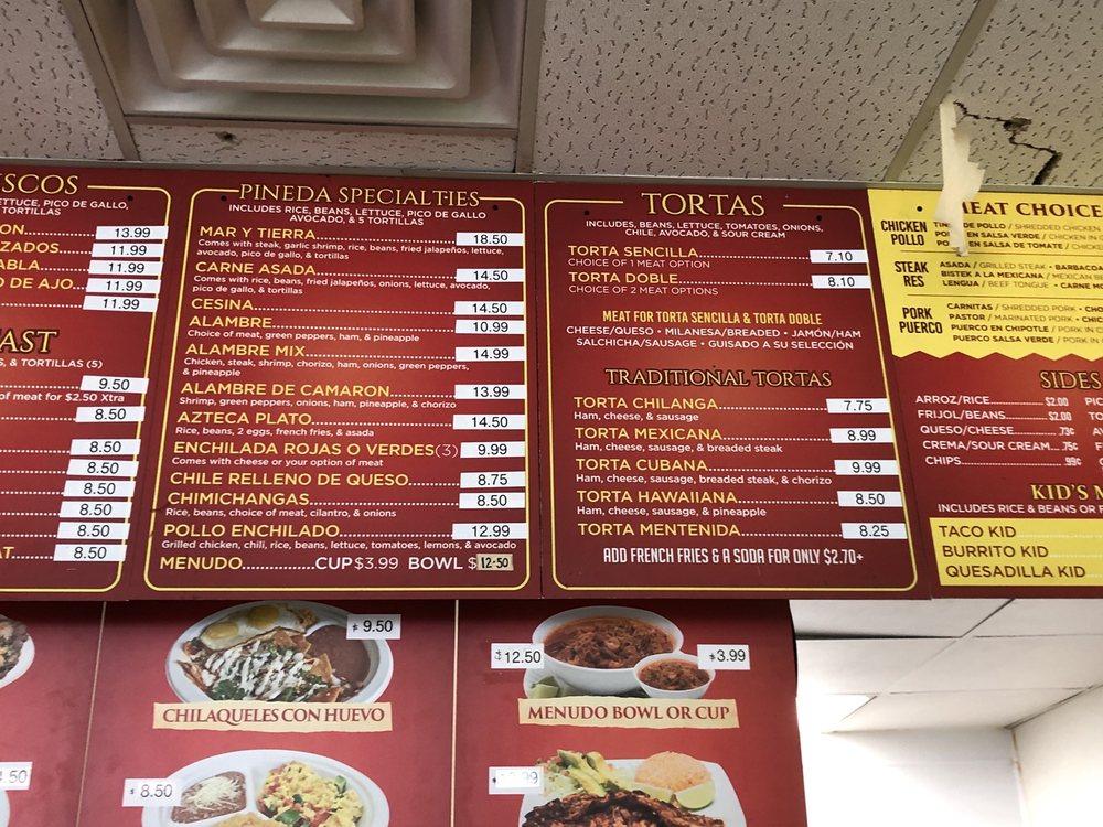 Carta del restaurante Pineda Tacos, Minneapolis, E Lake St