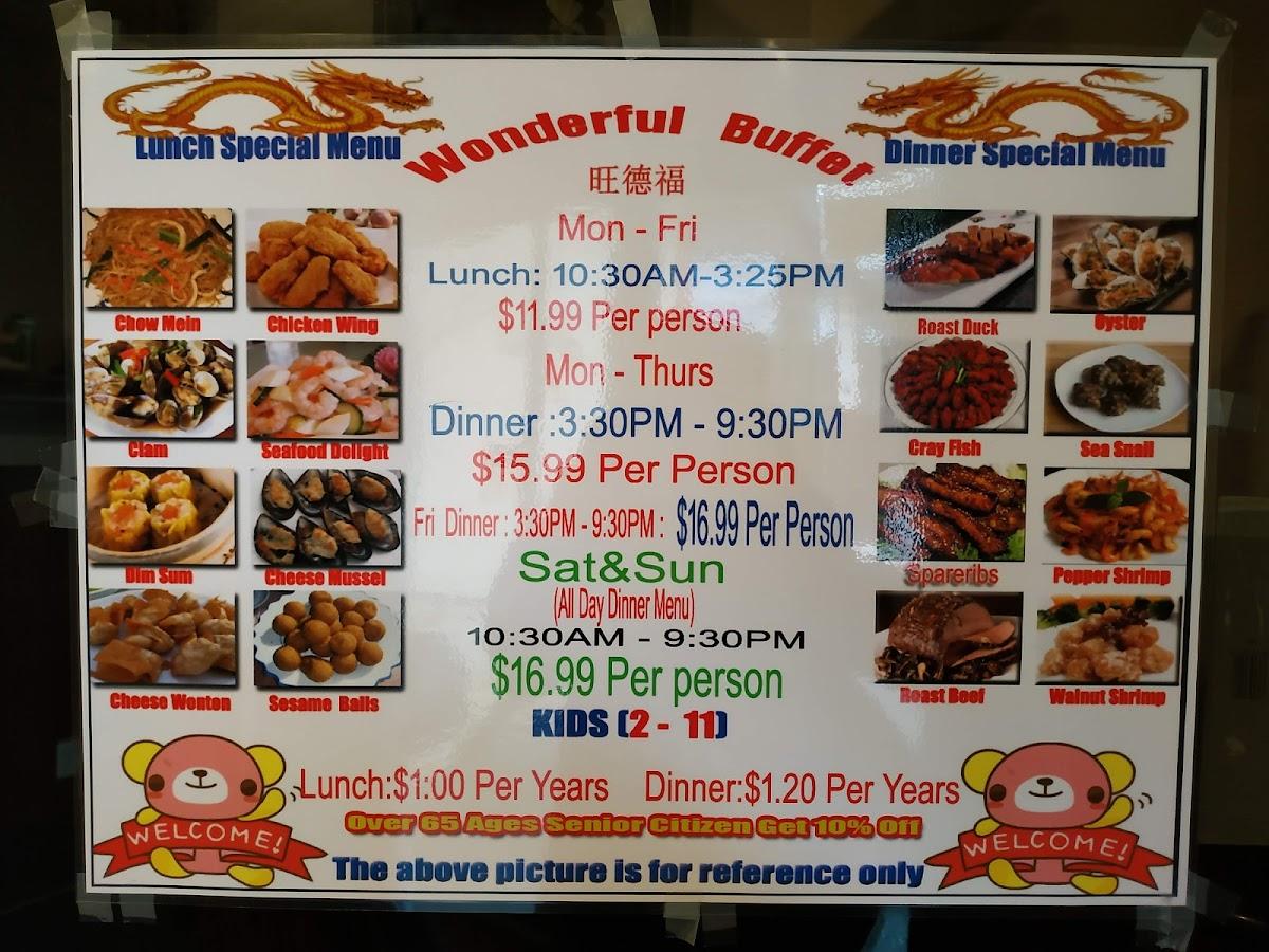 Menu at Wonderful Buffet restaurant, Bellingham