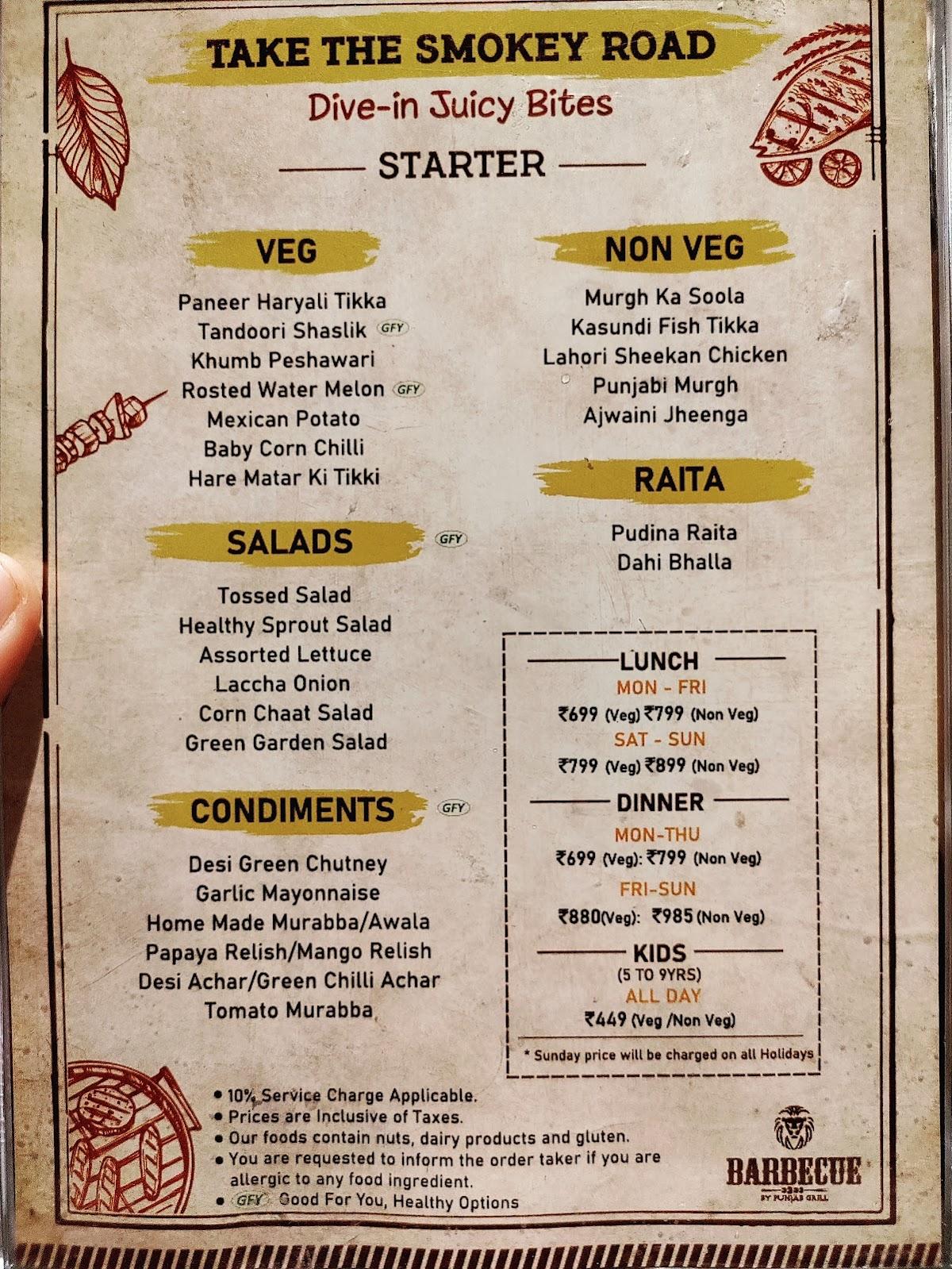 Menu at Barbecue By Punjab Grill Malleshwaram, Bengaluru