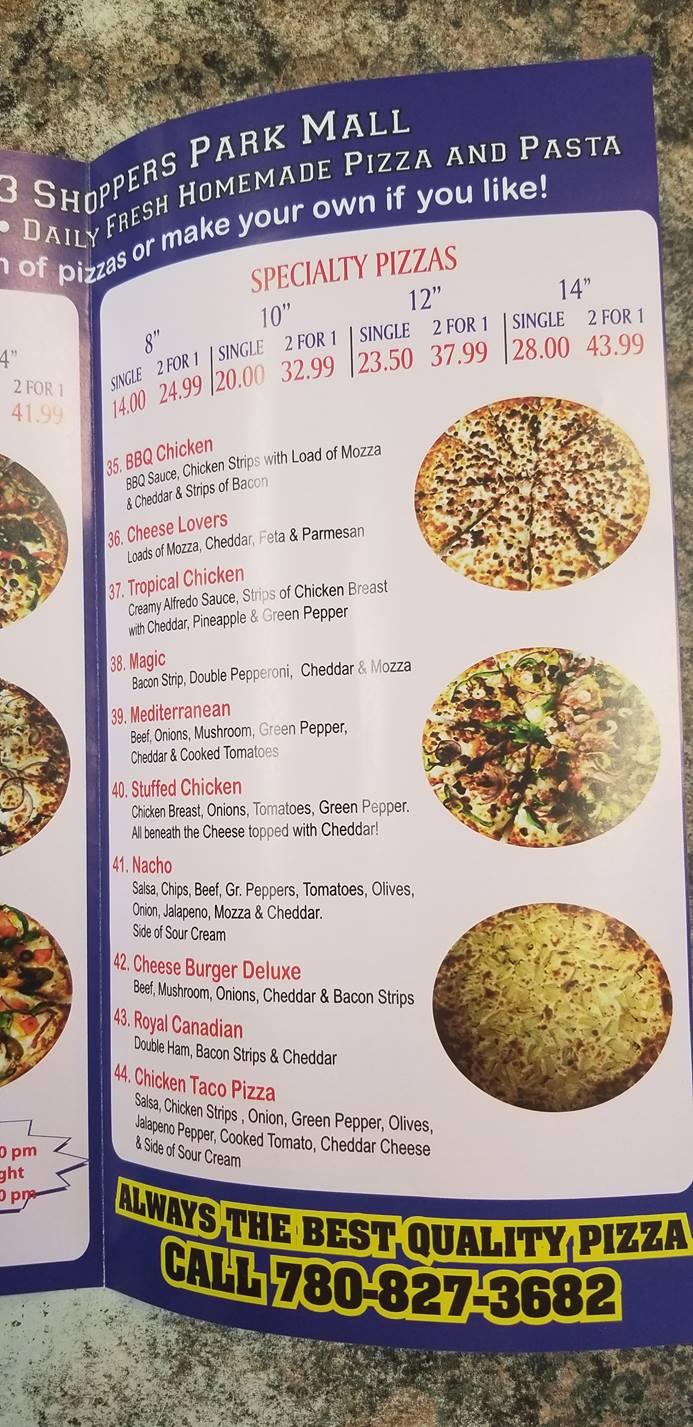 Menu at Grande Cache Pizza Ltd restaurant, Grande Cache