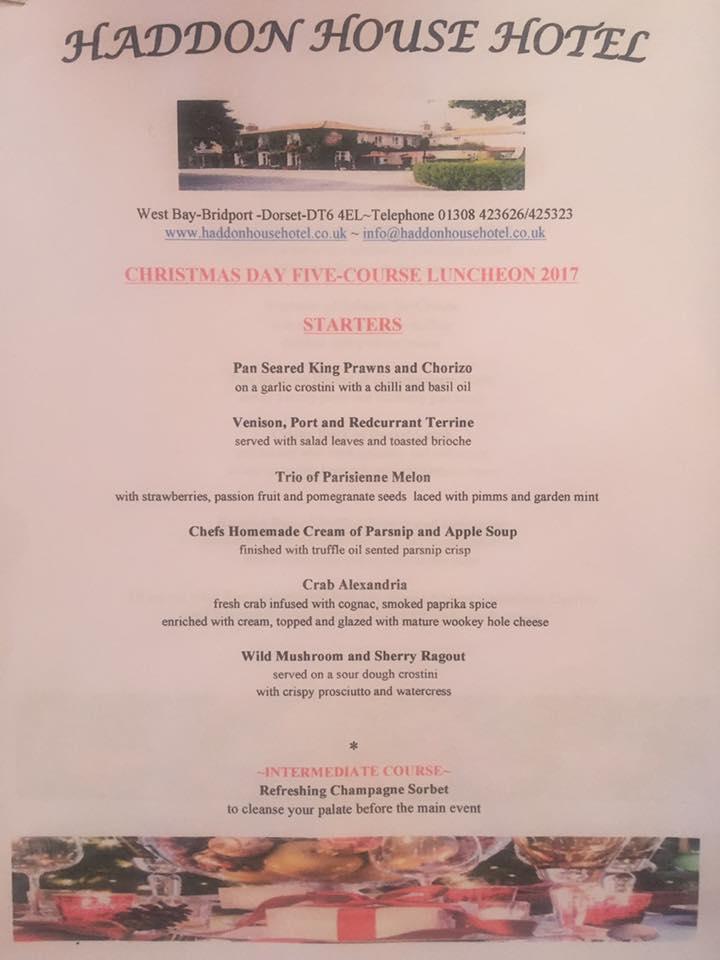 Menu at Haddon House Hotel pub & bar, Bridport
