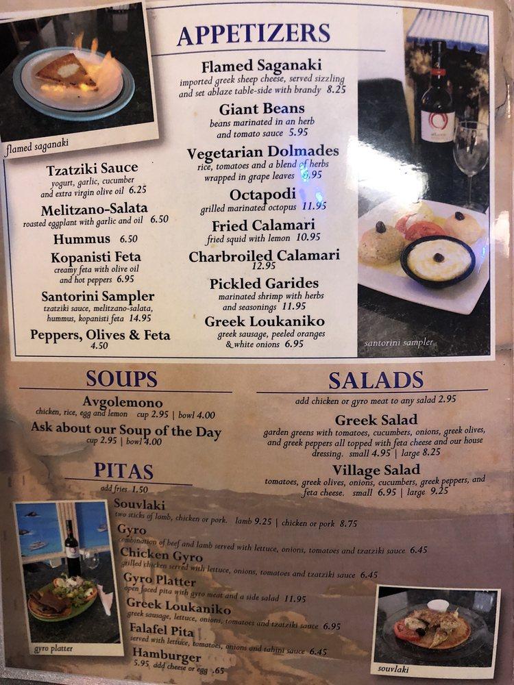Menu at Santorini Restaurant, Oviedo