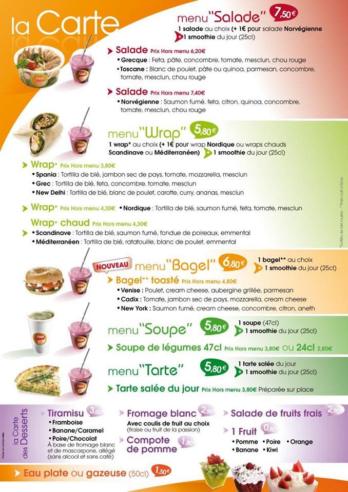 Menu at Feel Juice pub & bar, Évry