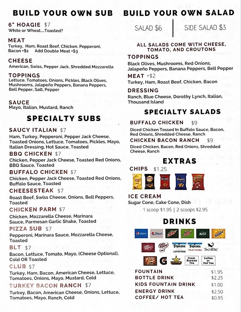 Menu at Village Pizza pizzeria, Hemingford