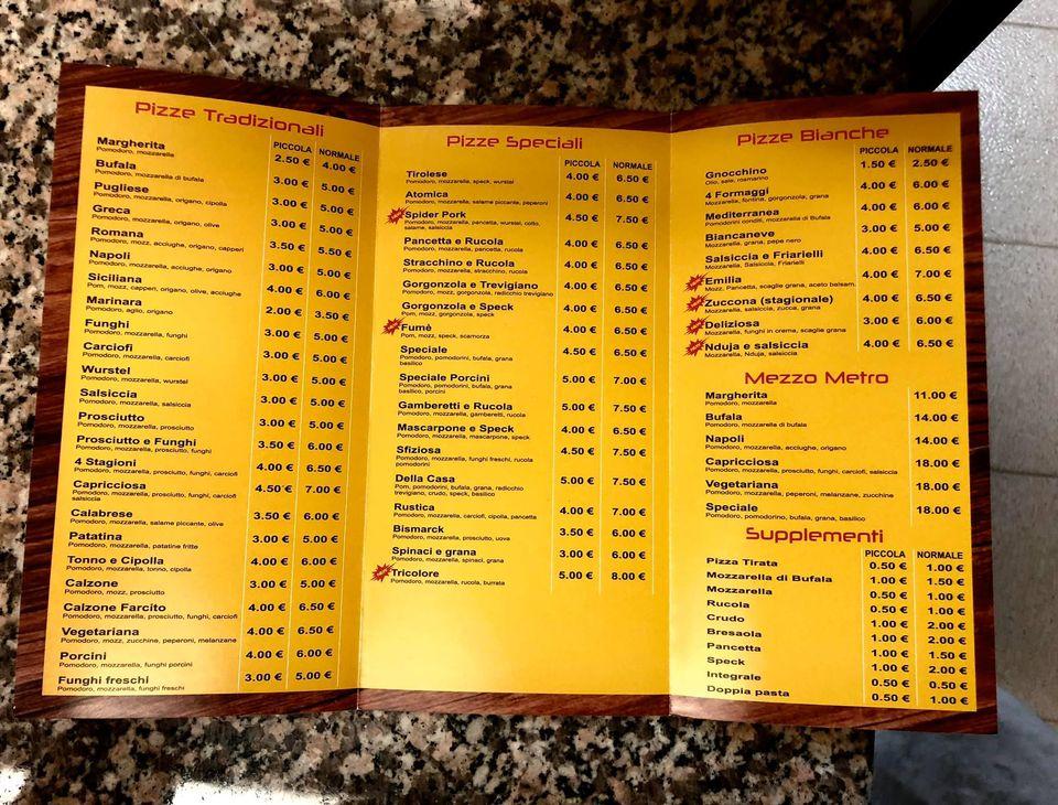 Menu di la Nuova PIAZZETTA ,,via Magistrelli 2 