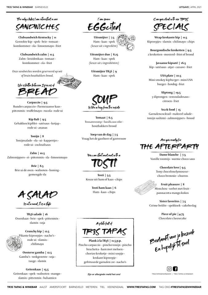 Menu at Tres Tapasbar Barneveld, Barneveld