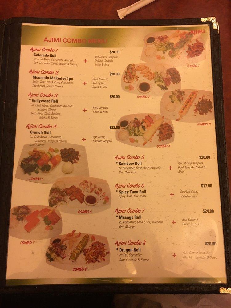 Menu at Ajimi restaurant, Fairbanks, 69 College Rd