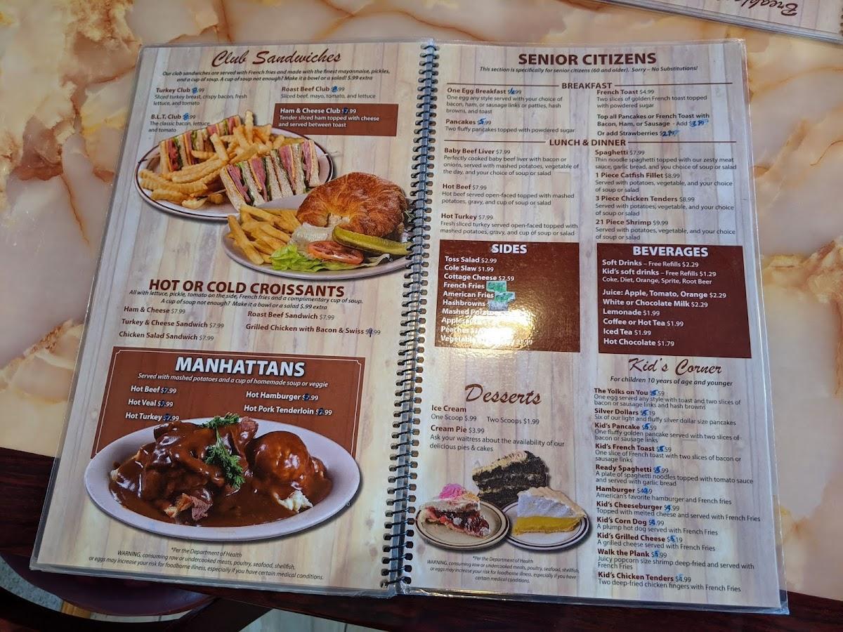 Menu at Joe's Pancake House restaurant, Lafayette
