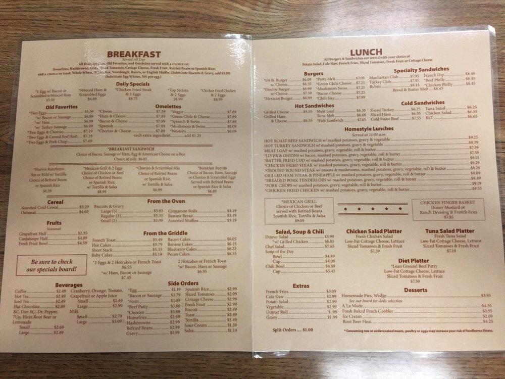 Menu at Bread & Butter Cafe, Tucson
