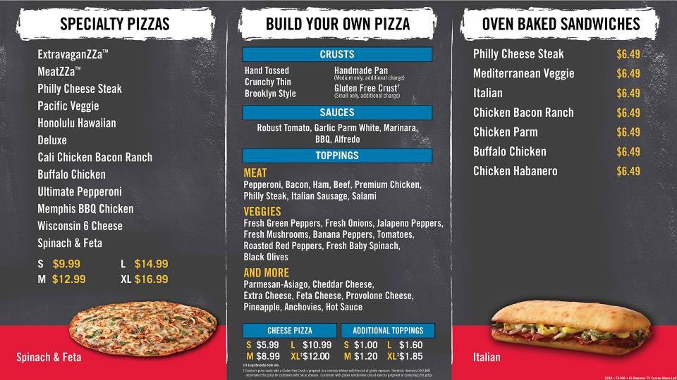 Menu at Domino’s of Carmichaels PA pizzeria, Fairdale
