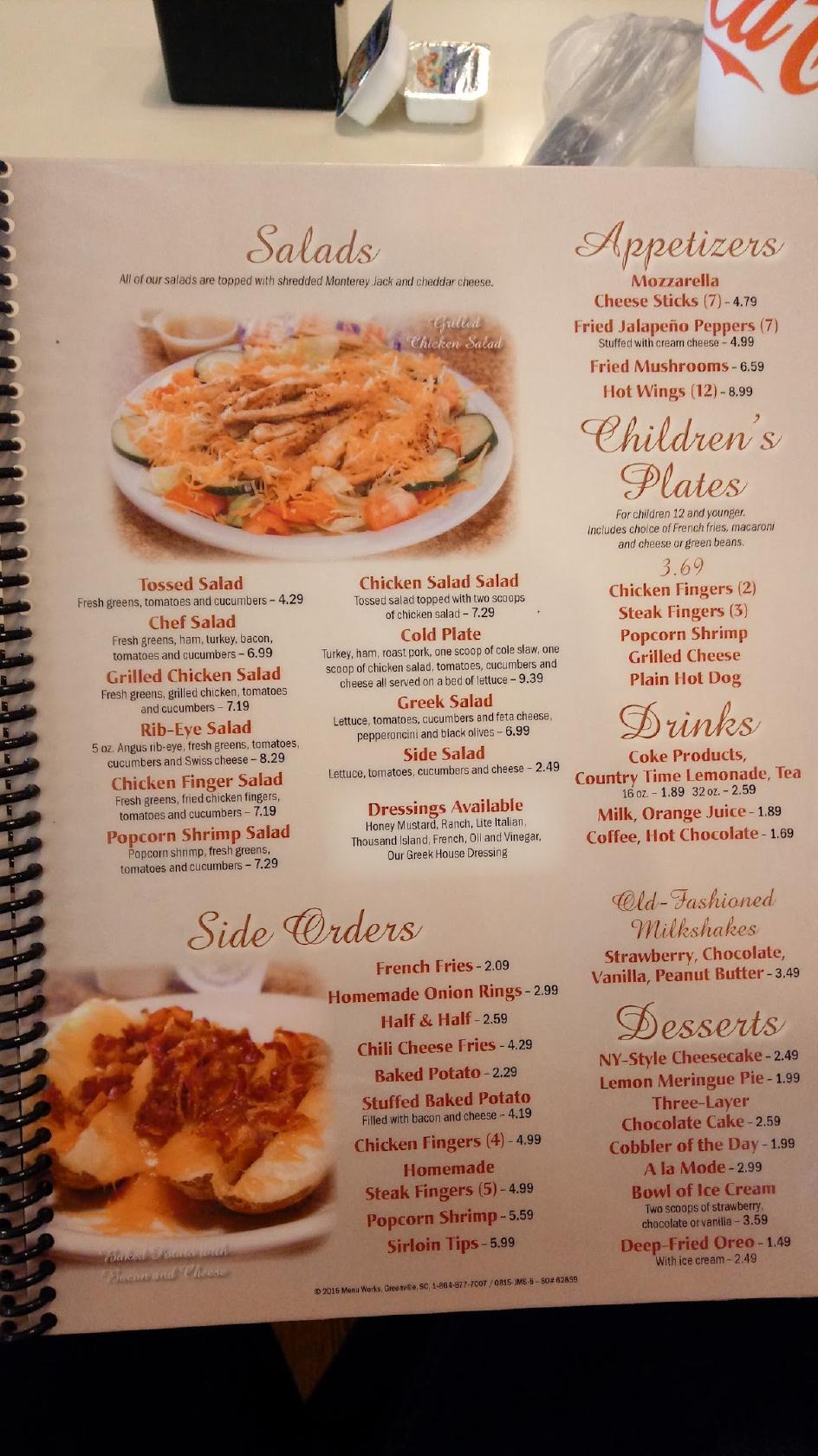Menu at A & P Restaurant, Greer, SC14