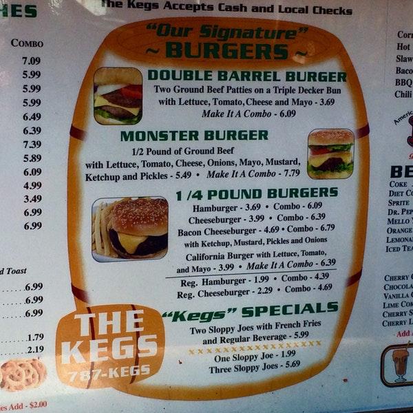 Menu at Historic Kegs DriveIn fast food, Grand Forks