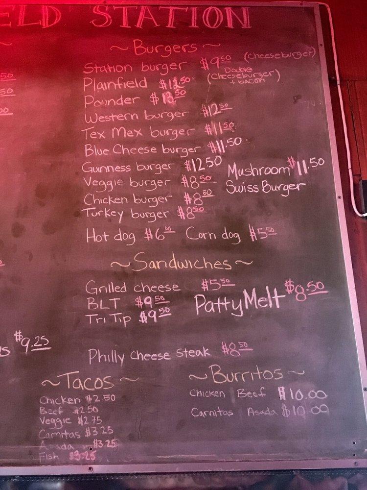 Menu at Plainfield Station pub & bar, Davis