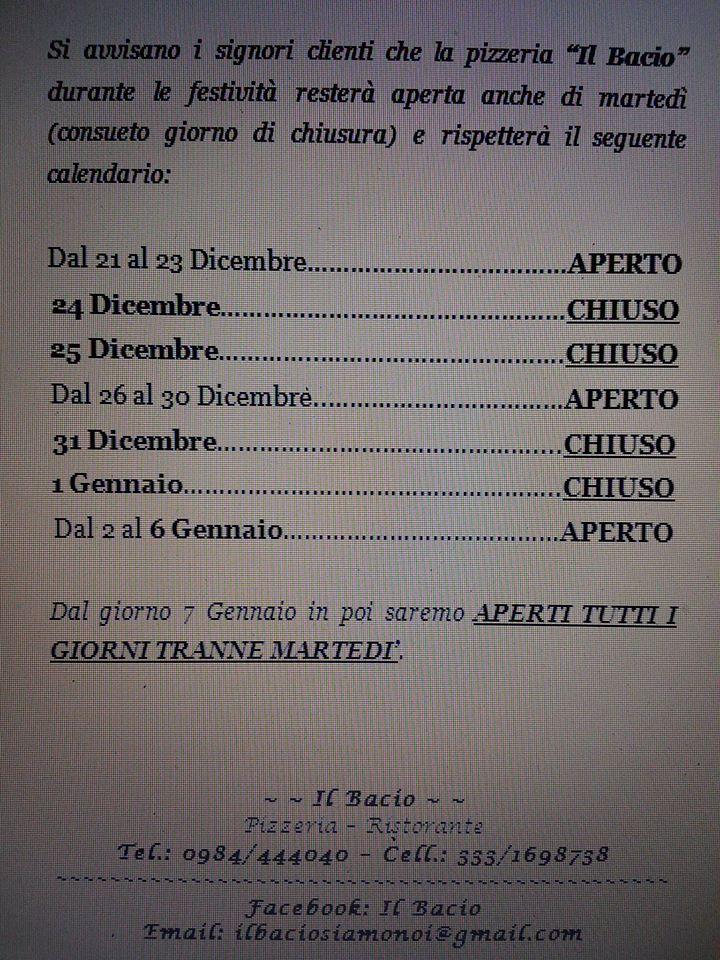 Menu di Il Bacio 