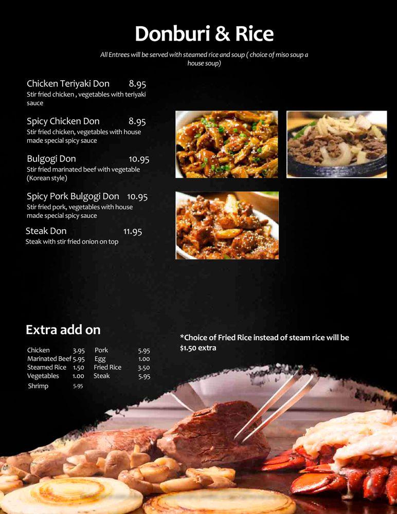 Menu at Tokyo House restaurant, Winder